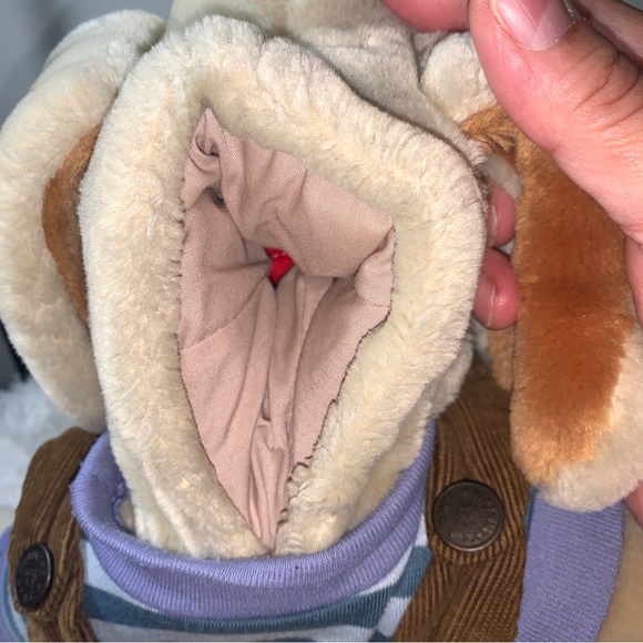 Vintage Ganz Bros 1981 Plush WRINKLES Dog Hand Puppet BROWN CORDOROY OVERALLS - Picture 9 of 11